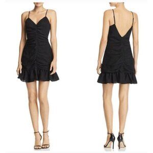 The East Order Womens Black Celine Ruched Ruffled Mini Dress Size Small‎